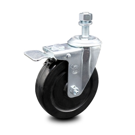 Service Caster 5 Inch Hard Rubber Wheel Swivel 1/2 Inch Threaded Stem Caster Total Lock Brake SCC SCC-TSTTL20S514-HRS-121315